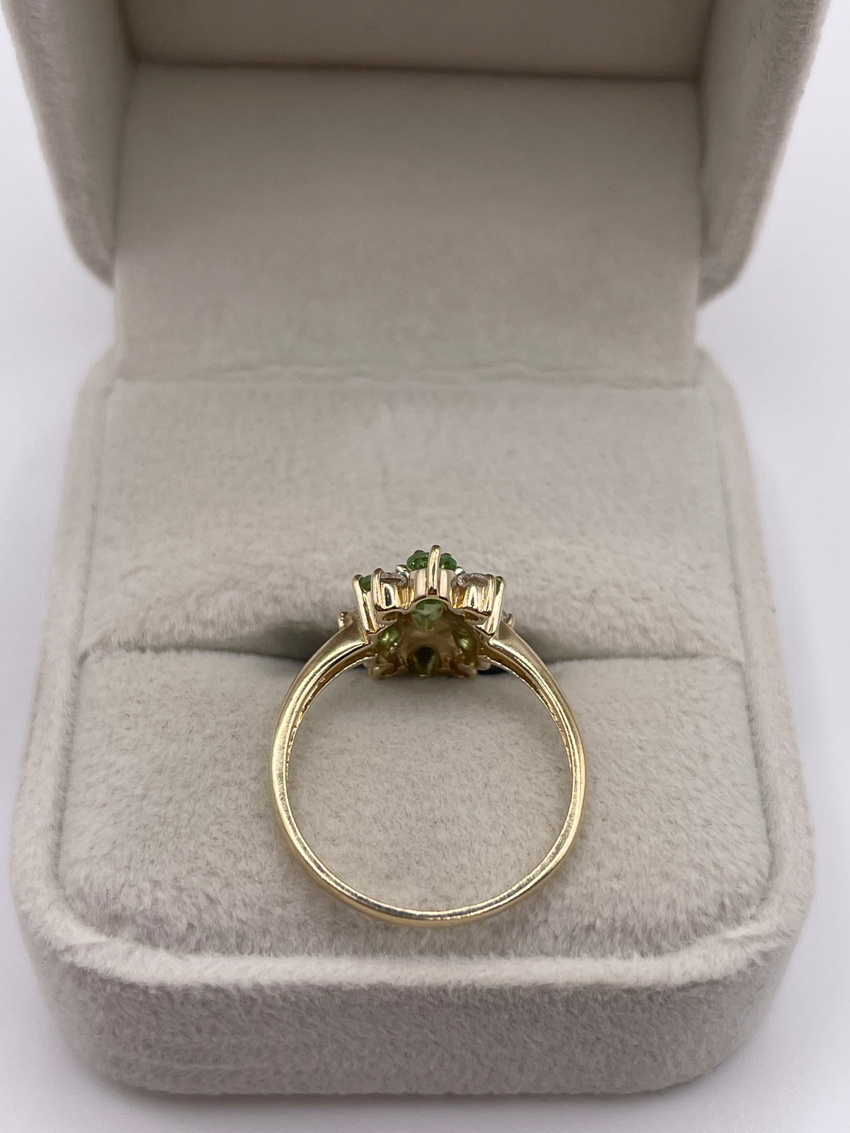 9ct gold tsavorite garnet and zircon ring