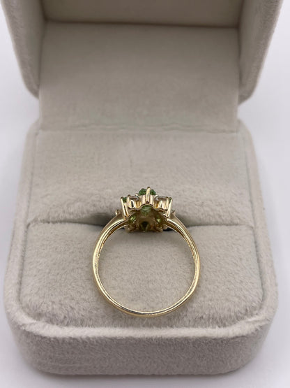 9ct gold tsavorite garnet and zircon ring