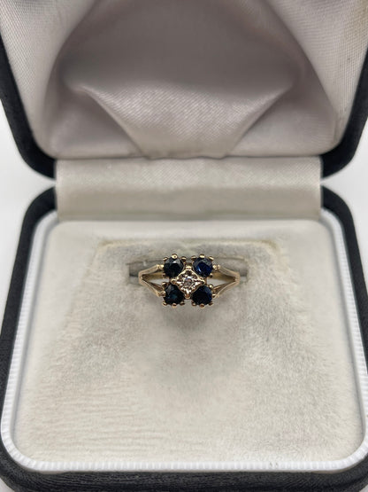 9ct gold sapphire and diamond ring
