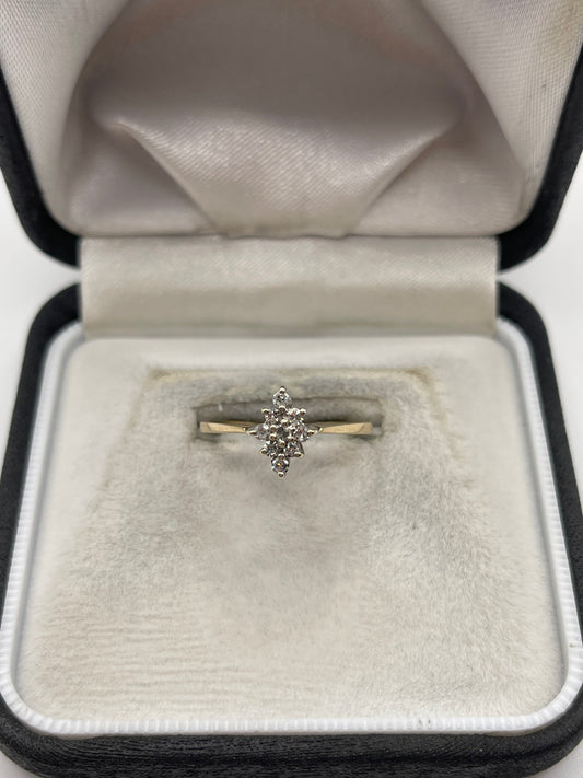 9ct gold diamond cluster ring