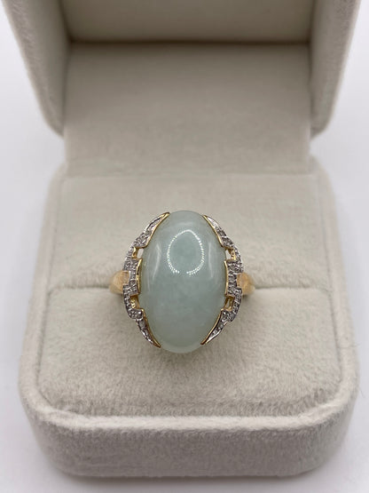 9ct gold jade and diamond ring