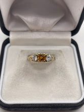 Load image into Gallery viewer, 9ct gold citrine and cz ring
