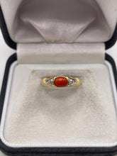 Load image into Gallery viewer, 18ct gold coral and diamond ring
