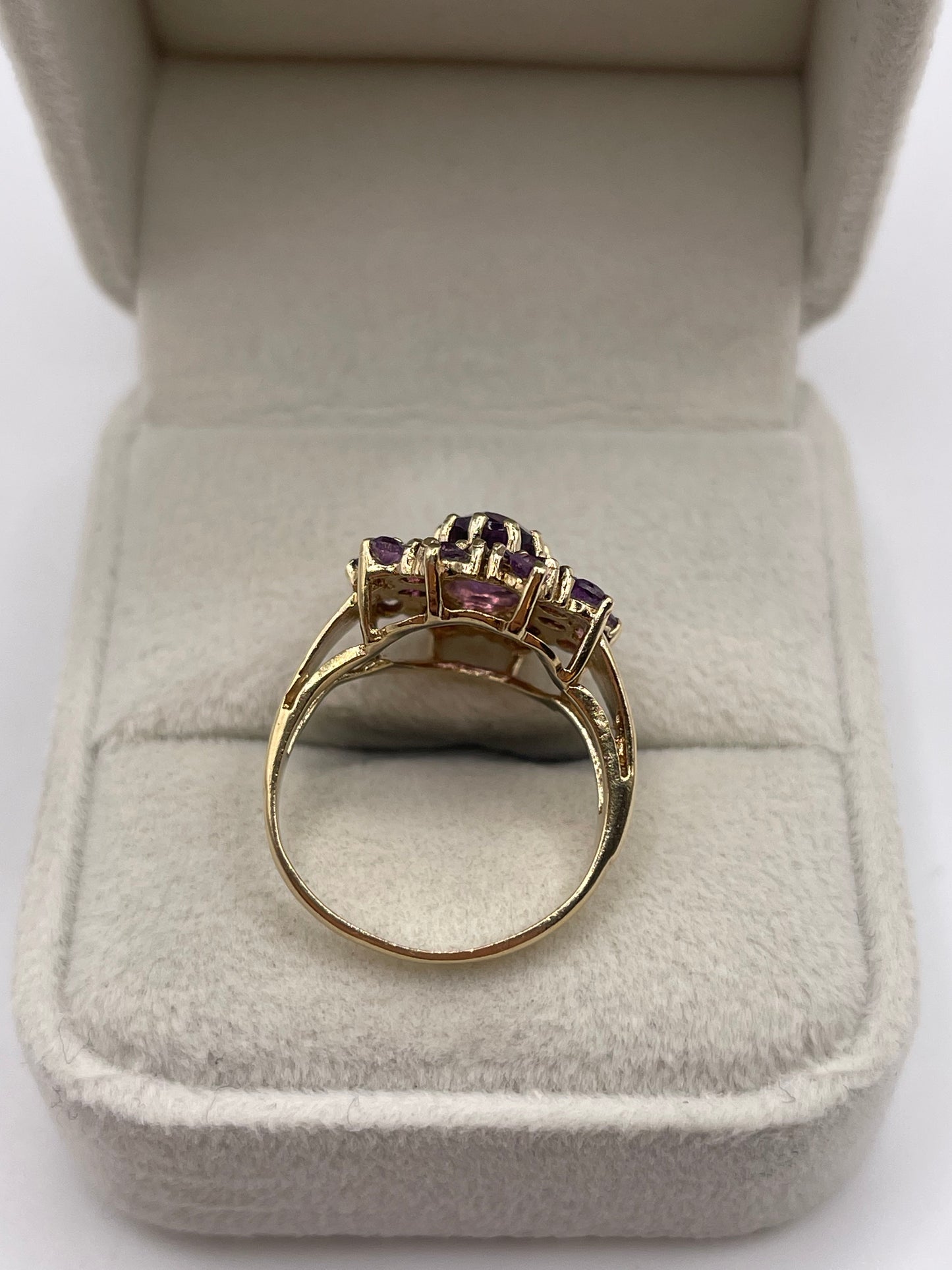 9ct gold amethyst cluster ring