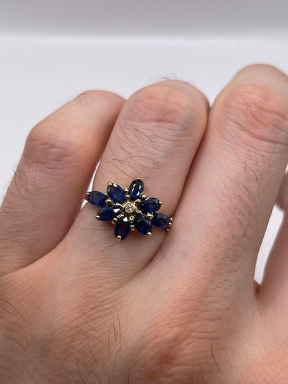 9ct gold sapphire and diamond ring