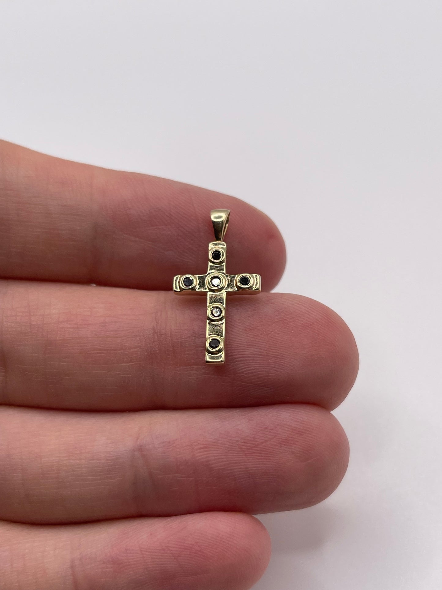 9ct gold black diamond cross pendant
