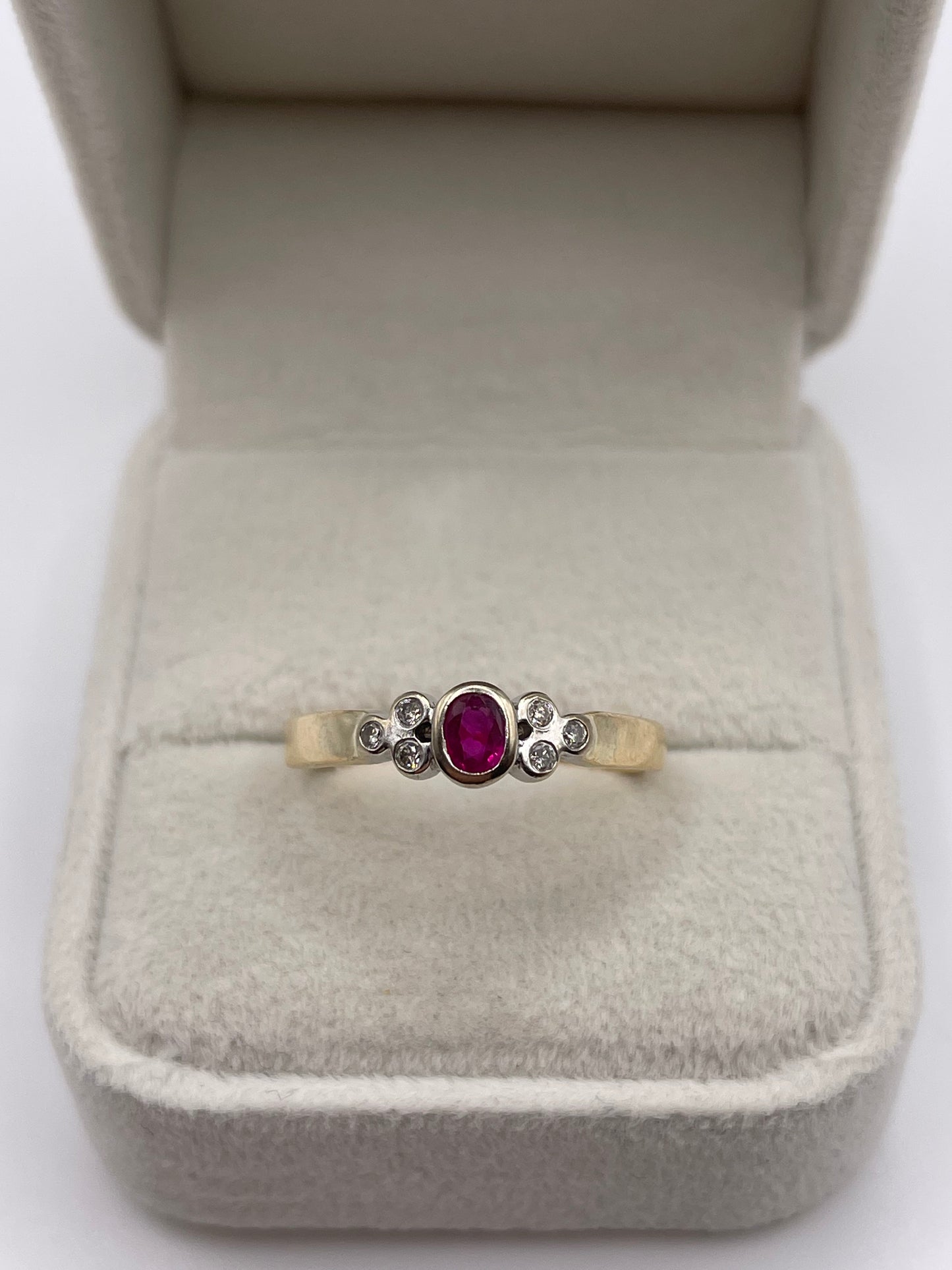 9ct gold ruby and diamond ring