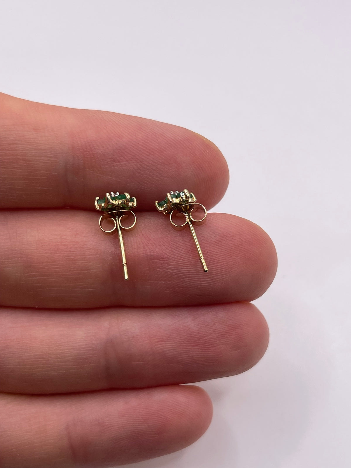 9ct gold emerald and diamond earrings