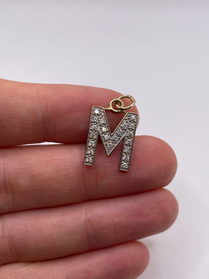 9ct gold cz initial M pendant