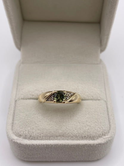9ct gold tourmaline and zircon ring