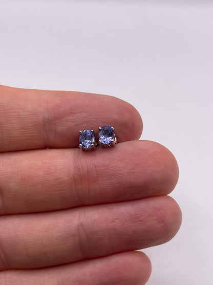 9ct white gold tanzanite earrings