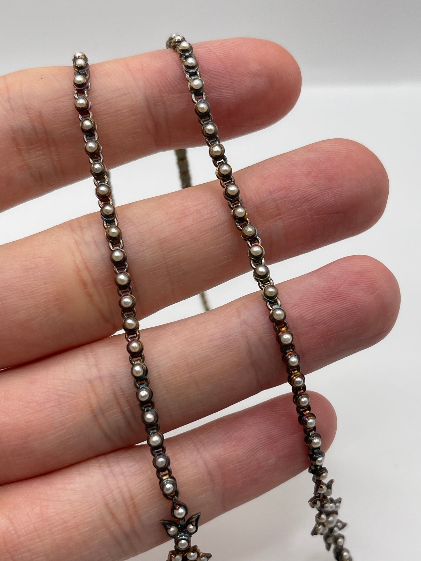 Antique 15ct gold pearl necklace