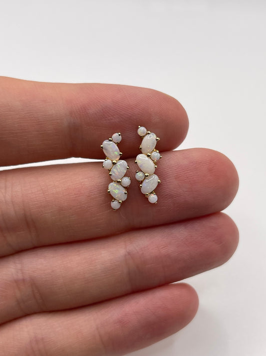 9ct gold opal cluster earrings