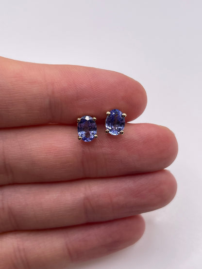 9ct gold tanzanite earrings