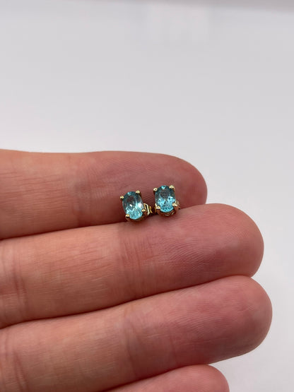 9ct gold blue topaz earrings