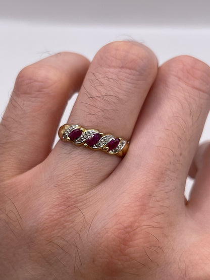 9ct gold ruby and diamond ring