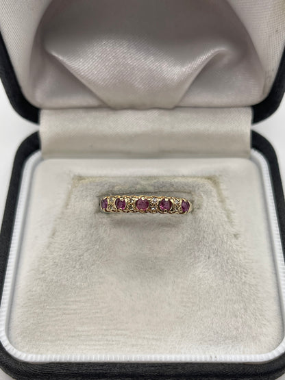 9ct gold ruby and diamond ring