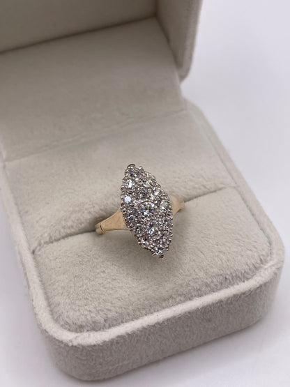 9ct gold cz navette ring