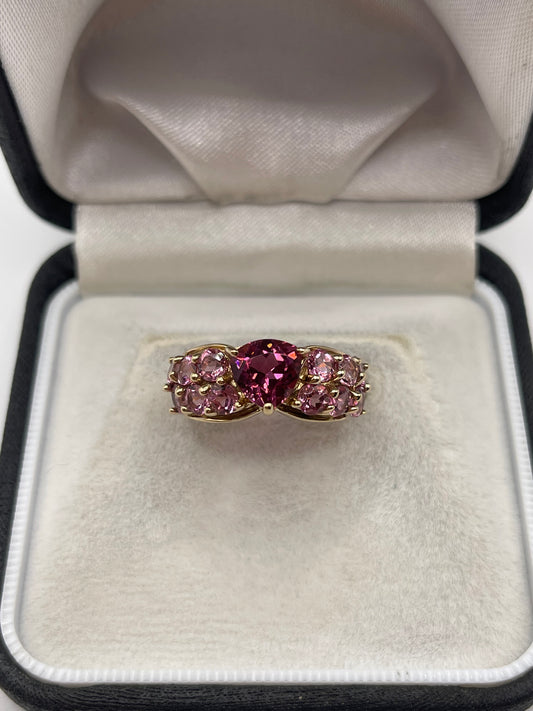 9ct gold tourmaline cluster ring