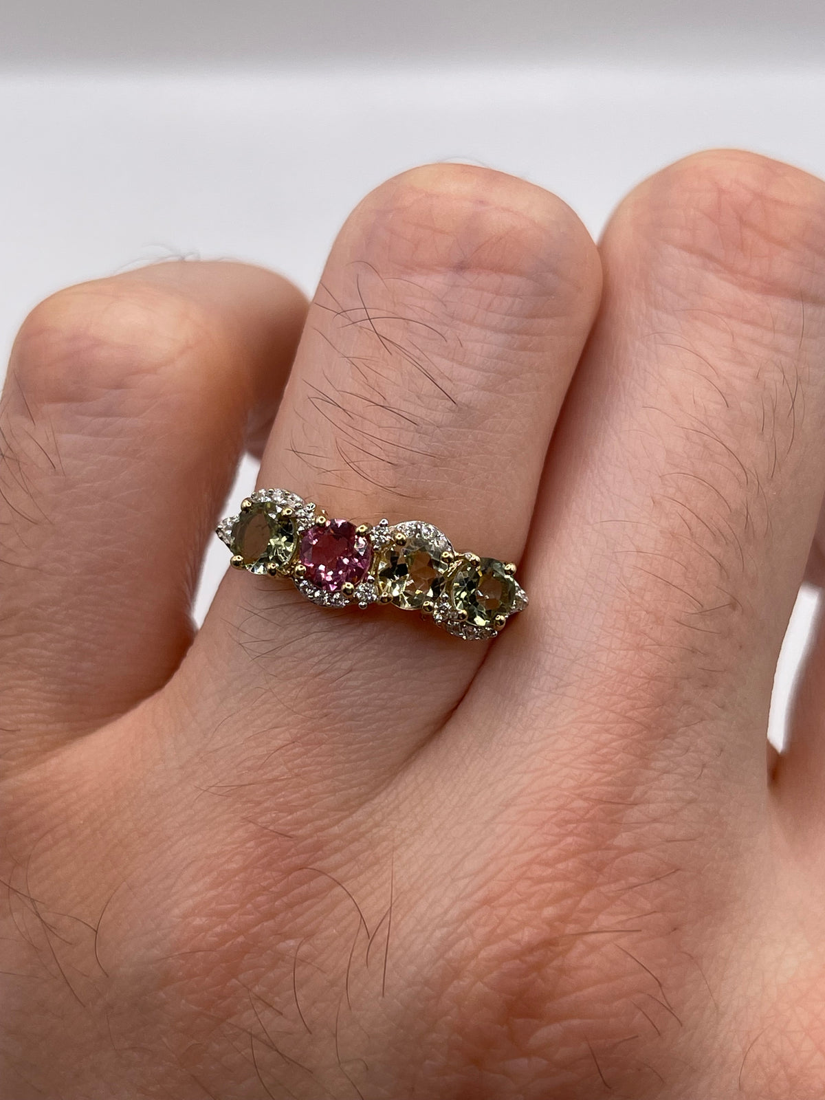 9ct gold tourmaline and zircon ring