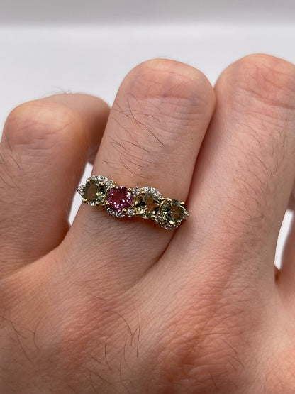 9ct gold tourmaline and zircon ring