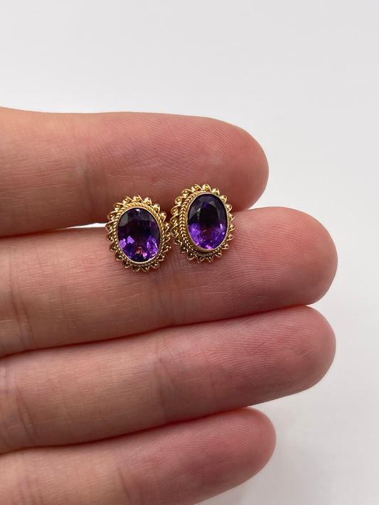 9ct gold amethyst earrings