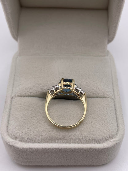 9ct gold topaz and diamond ring
