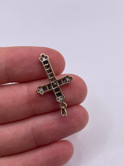 9ct gold sapphire and diamond cross pendant
