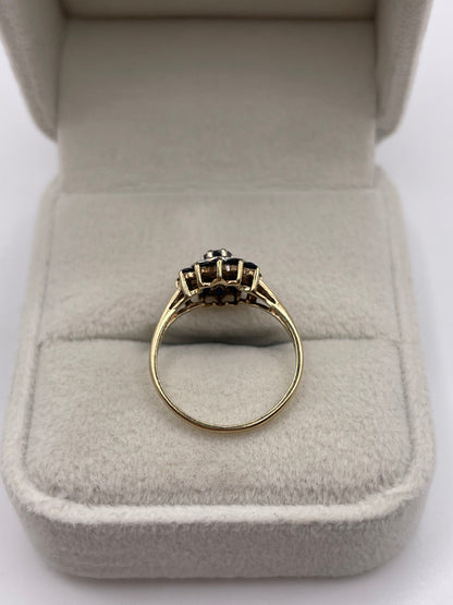9ct gold sapphire and diamond ring
