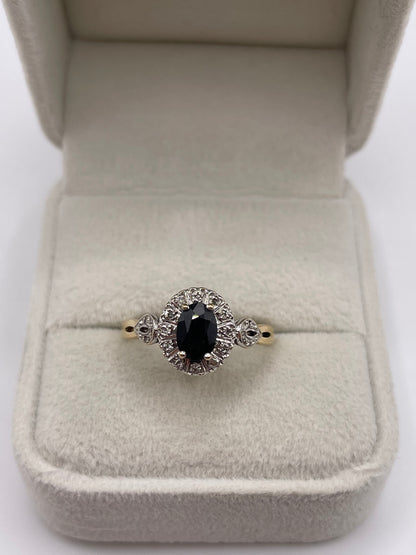 9ct gold sapphire and diamond ring
