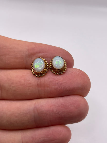 9ct gold opal earrings