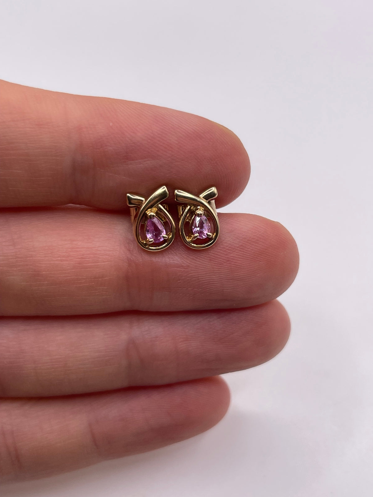 9ct gold pink sapphire earrings
