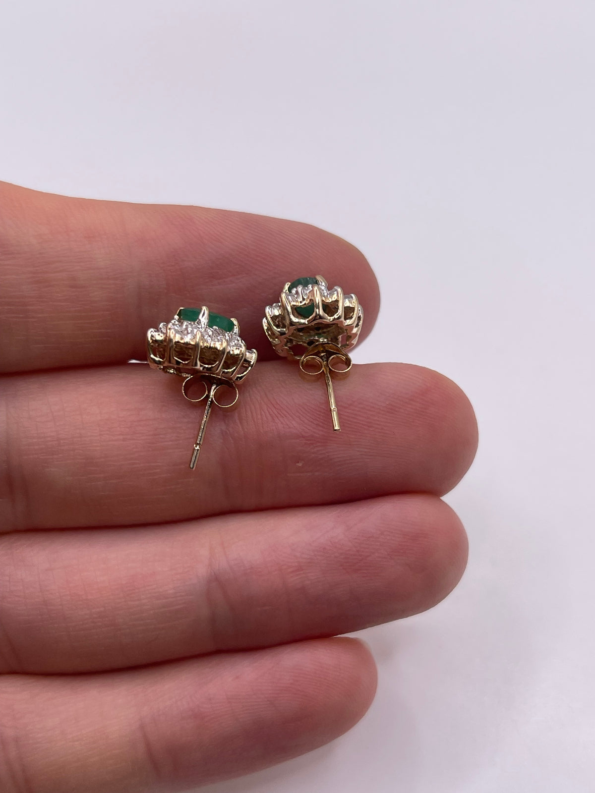 9ct gold emerald and diamond earrings