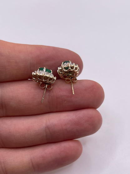 9ct gold emerald and diamond earrings