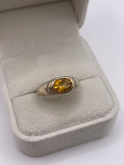 9ct gold citrine and diamond ring
