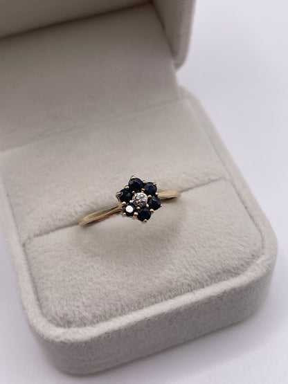 9ct gold sapphire and diamond ring