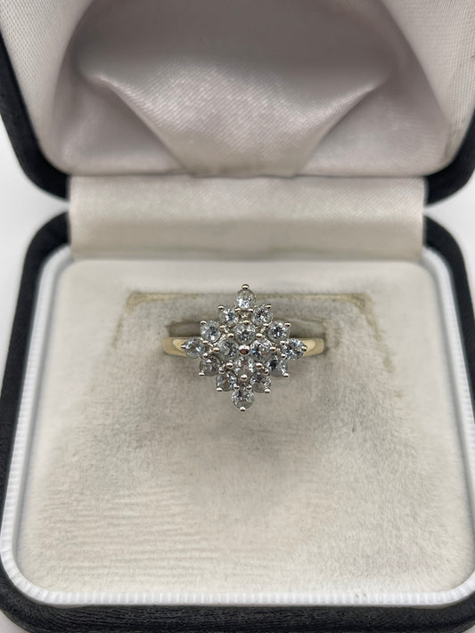 9ct gold aquamarine cluster ring