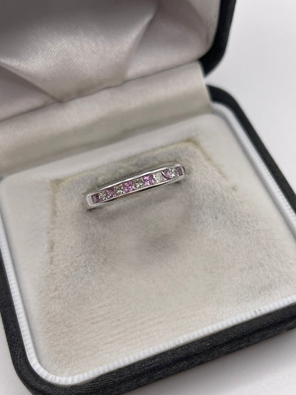 18ct white gold pink sapphire and diamond ring