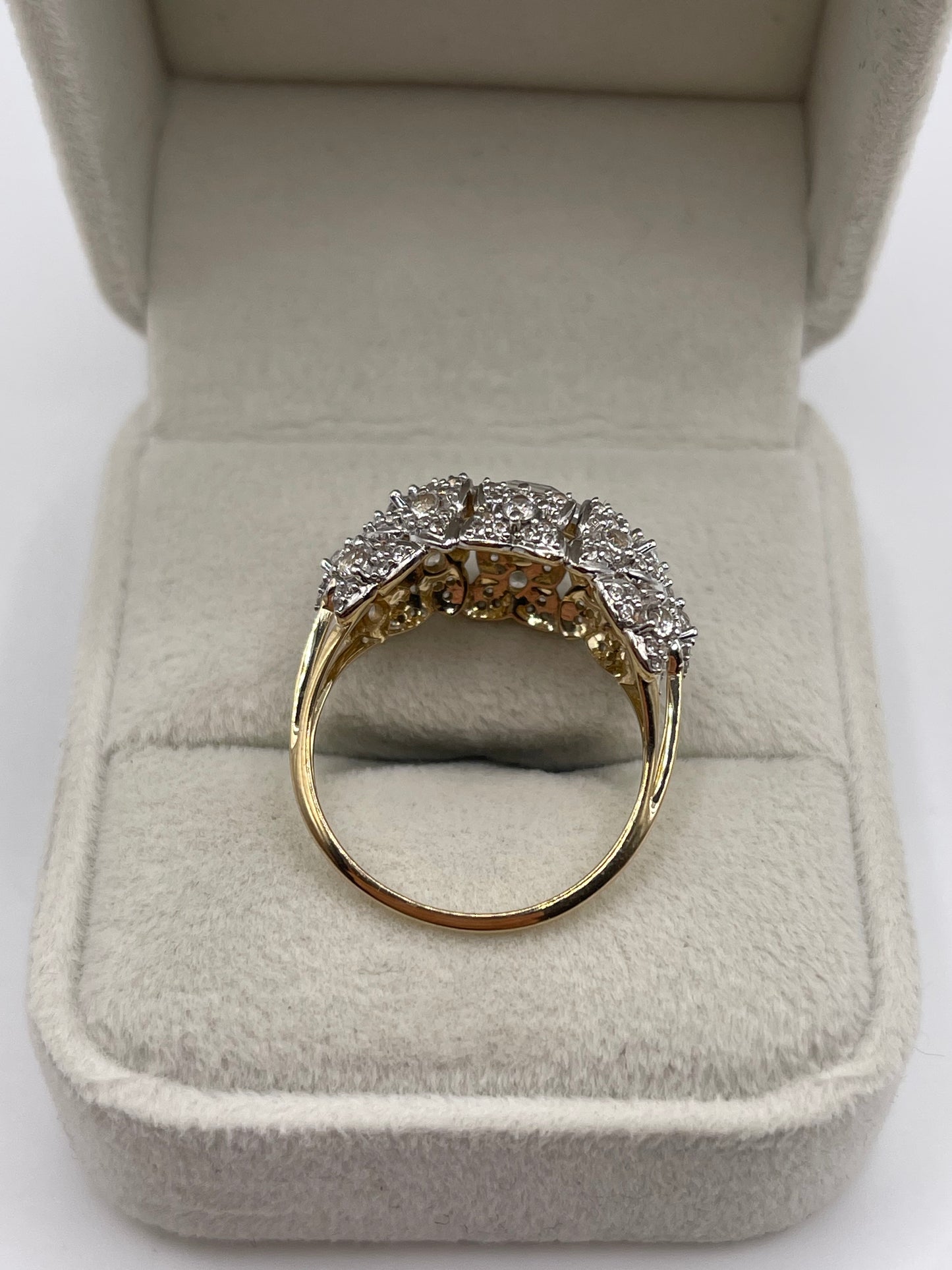 9ct gold white zircon cluster ring