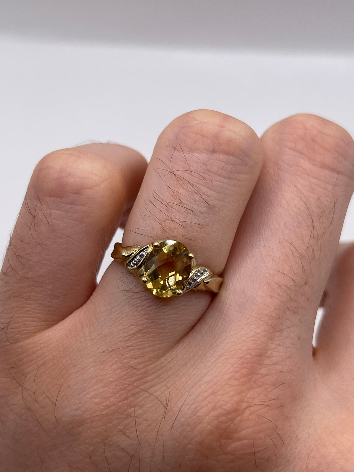 9ct gold citrine and diamond ring