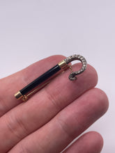 Load image into Gallery viewer, 9ct and silver diamond and onyx umbrella brooch
