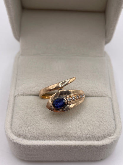 14ct rose gold sapphire and diamond ring