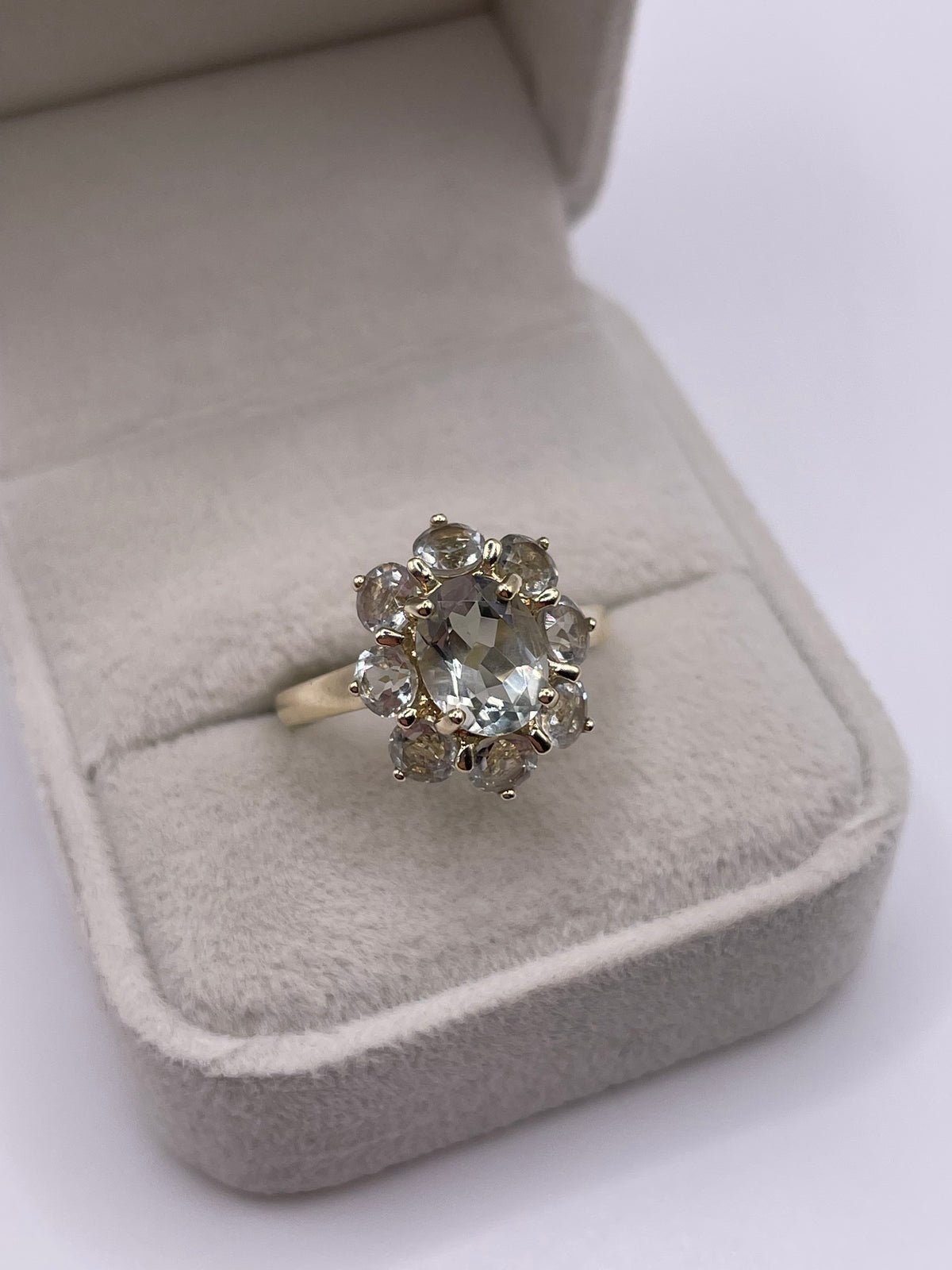 9ct gold aquamarine cluster ring