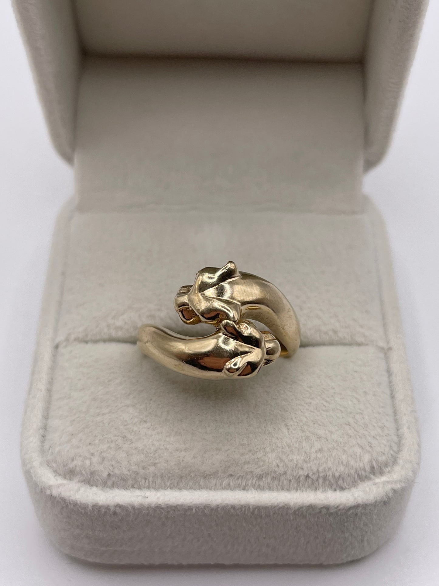 9ct gold ruby double panther ring