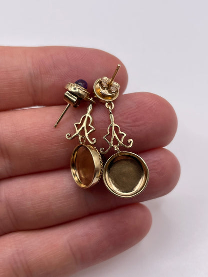 9ct gold cabochon amethyst earrings