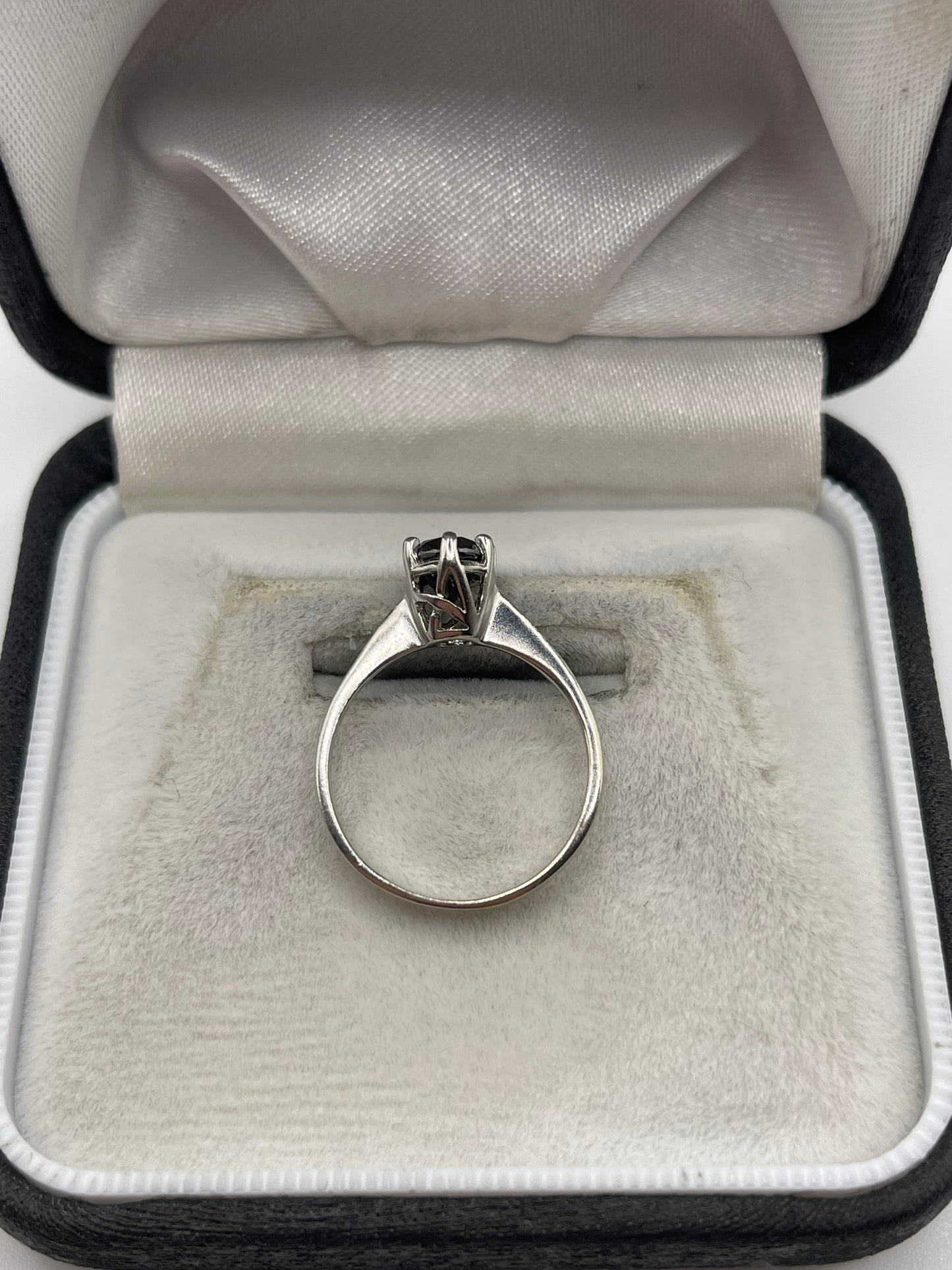 9ct white gold black diamond ring