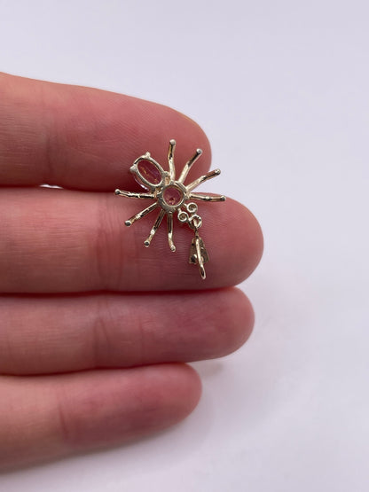 9ct gold pink topaz and diamond spider pendant