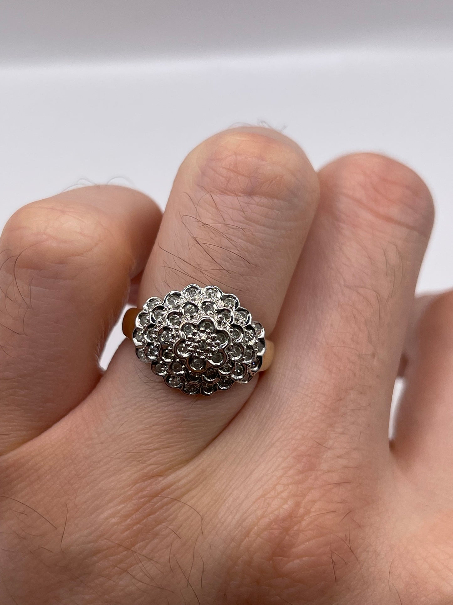 9ct gold 50 point diamond clusyer ring