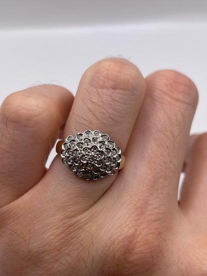 9ct gold 50 point diamond clusyer ring