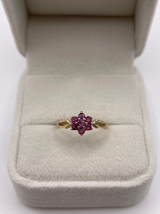 9ct gold ruby cluster ring